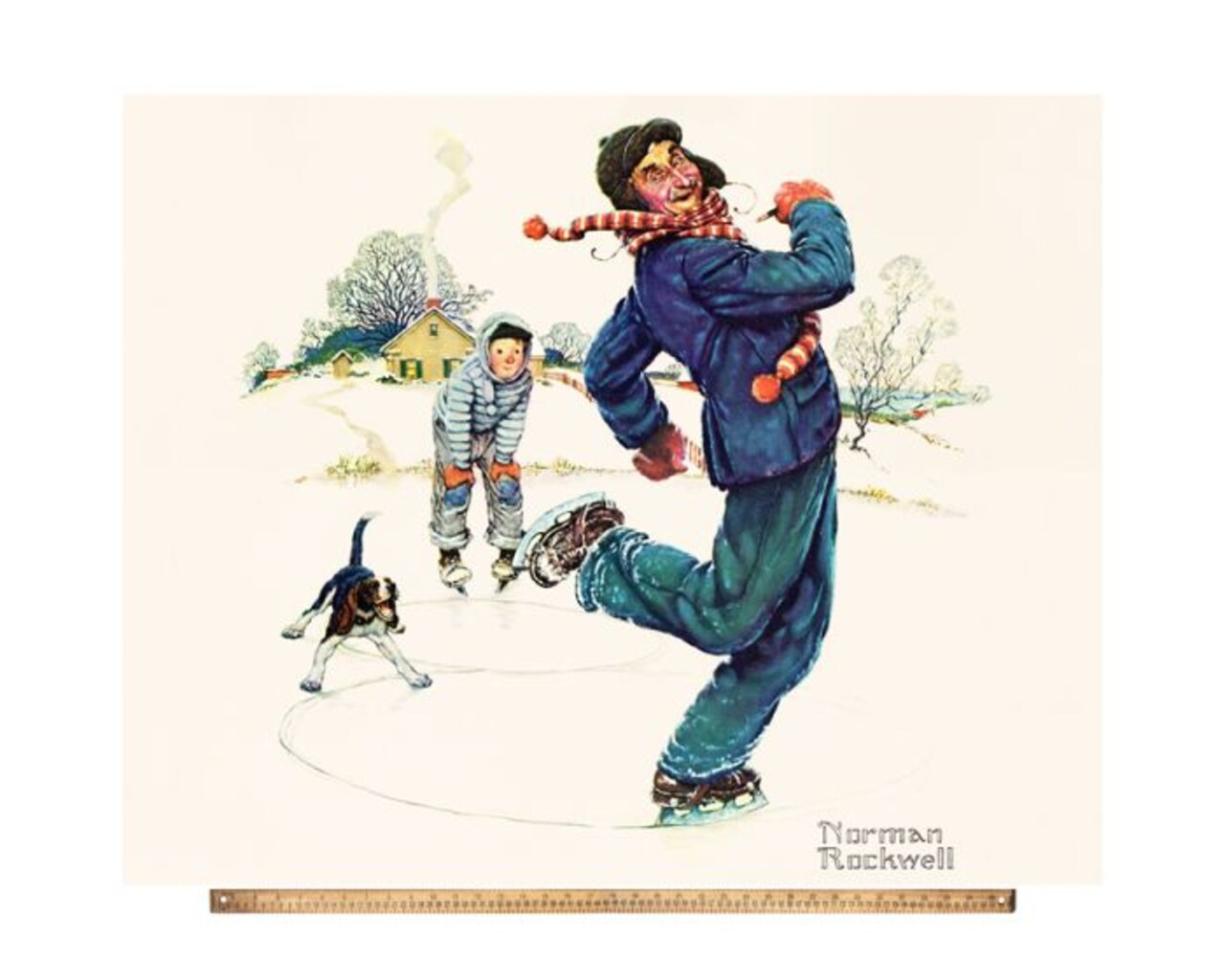 Holiday Mail Delivery Norman Rockwell Licensed by David Textiles Digital Print Cotton Fabric Panel | 100% Cotton | Sold By the Panel